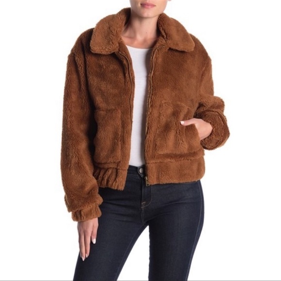 NEW WITH TAG THREAD & SUPPLY BROWN TEDDY SHERPA JACKET COAT LARGE - Picture 1 of 6
